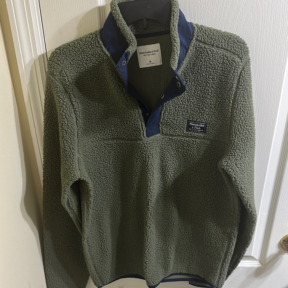 Abercrombie & Fitch Green Fleece Pullover